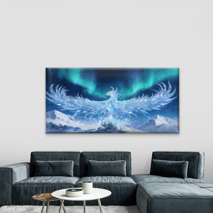 Ice Crystal Phoenix Snow Mounta Wall Art Canvas Office Home Room Framed 120x60cm - Bella Home Decor