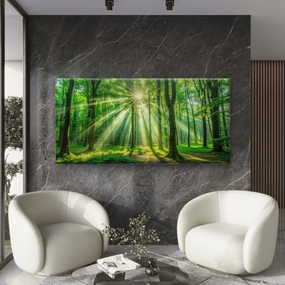 Luminous Nature Forest Canvas Wall Art Canvas Office Home Room Framed 120x60cm