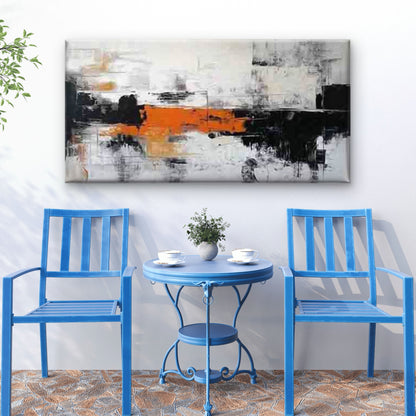 Abstract Orange Brushstroke Wall Art Canvas Office Home Room Framed 120x60cm