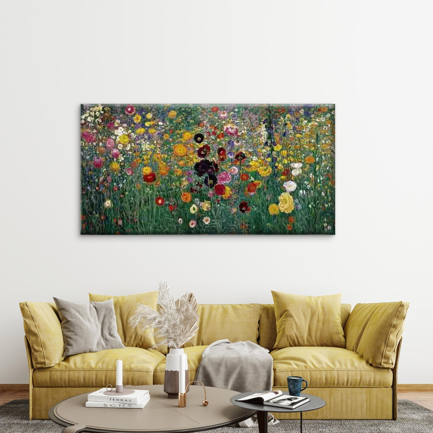 Garden Path with Buttercups Wall Art Canvas Office Home Room Framed 120x60cm
