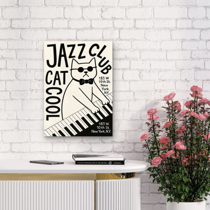 Jazz Cat Piano 60x90cm Metal Print Ready to Hang - Bella Home Decor