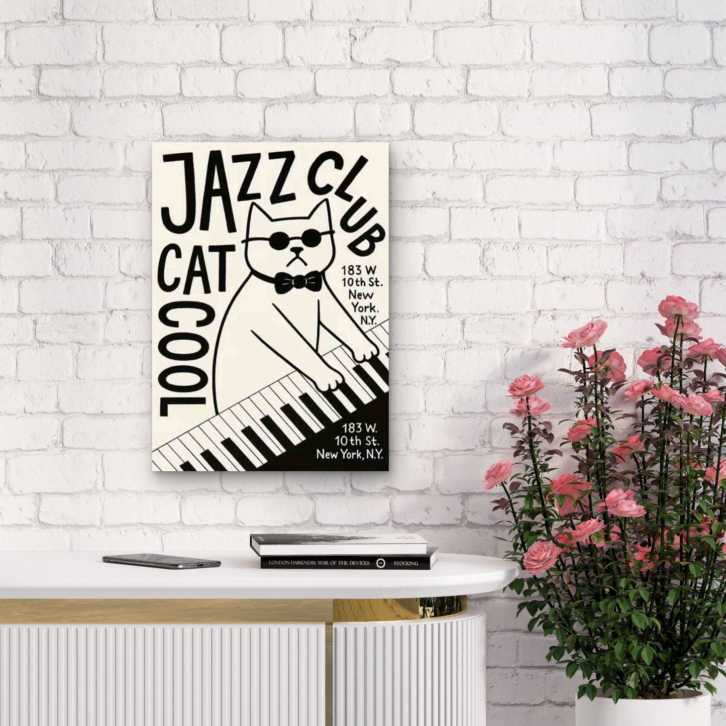 Jazz Cat Piano Metal Print Ready to Hang - Bella Home Decor