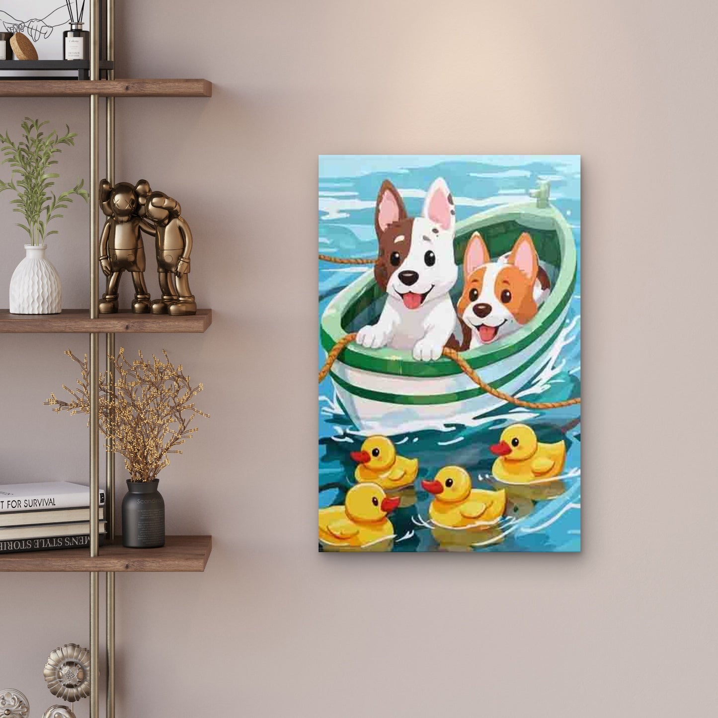 Boat Meets Ducks Themed 60x90cm Metal Print Ready to Hang