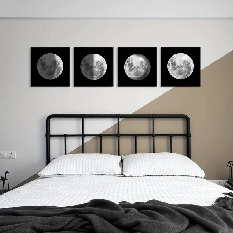 4pcs Moon Phase Canvas Wall Art Canvas Framed