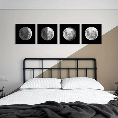 4pcs Moon Phase Canvas Wall Art Canvas Framed