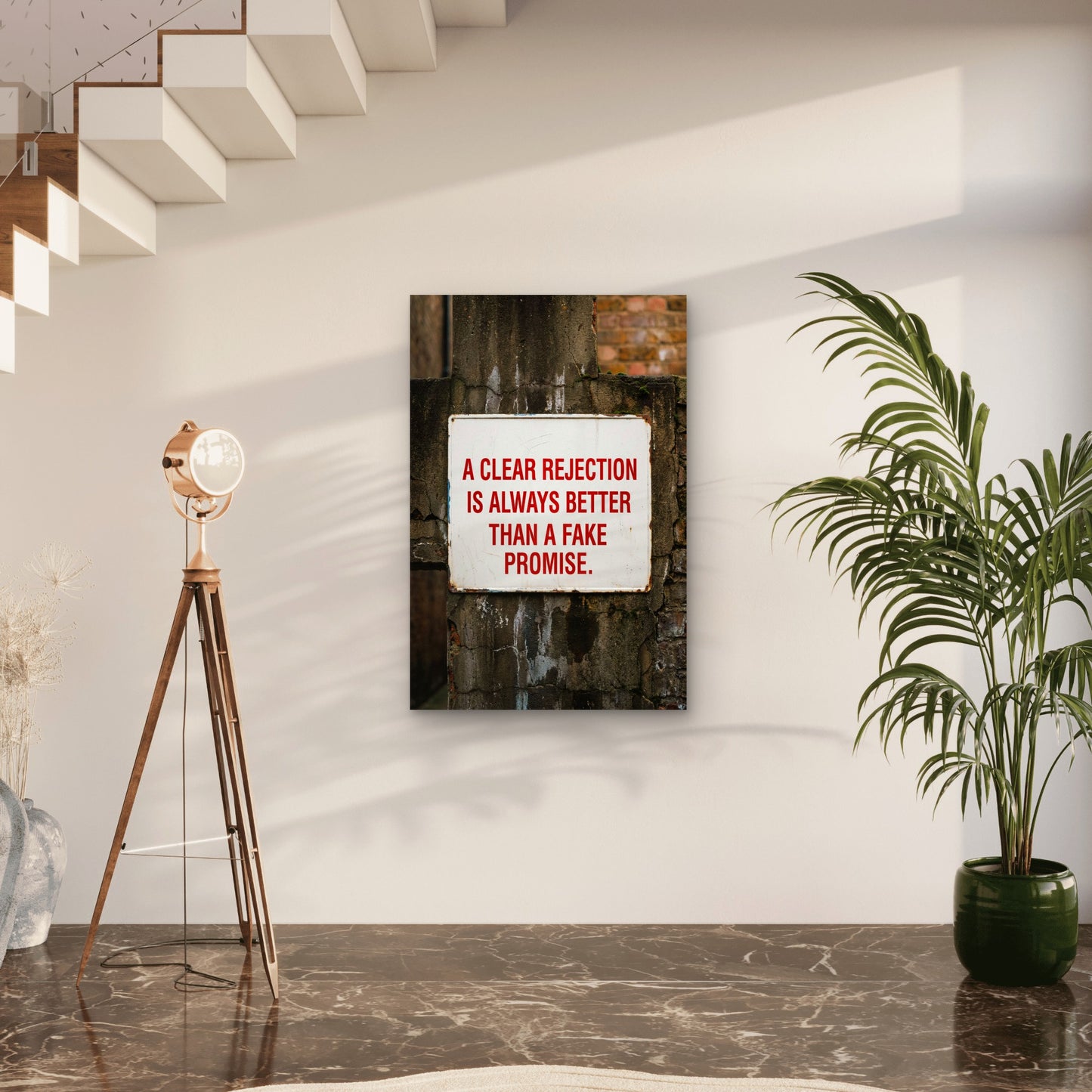 Sign with Inspirational Quote 60x90cm Metal Print Ready to Hang
