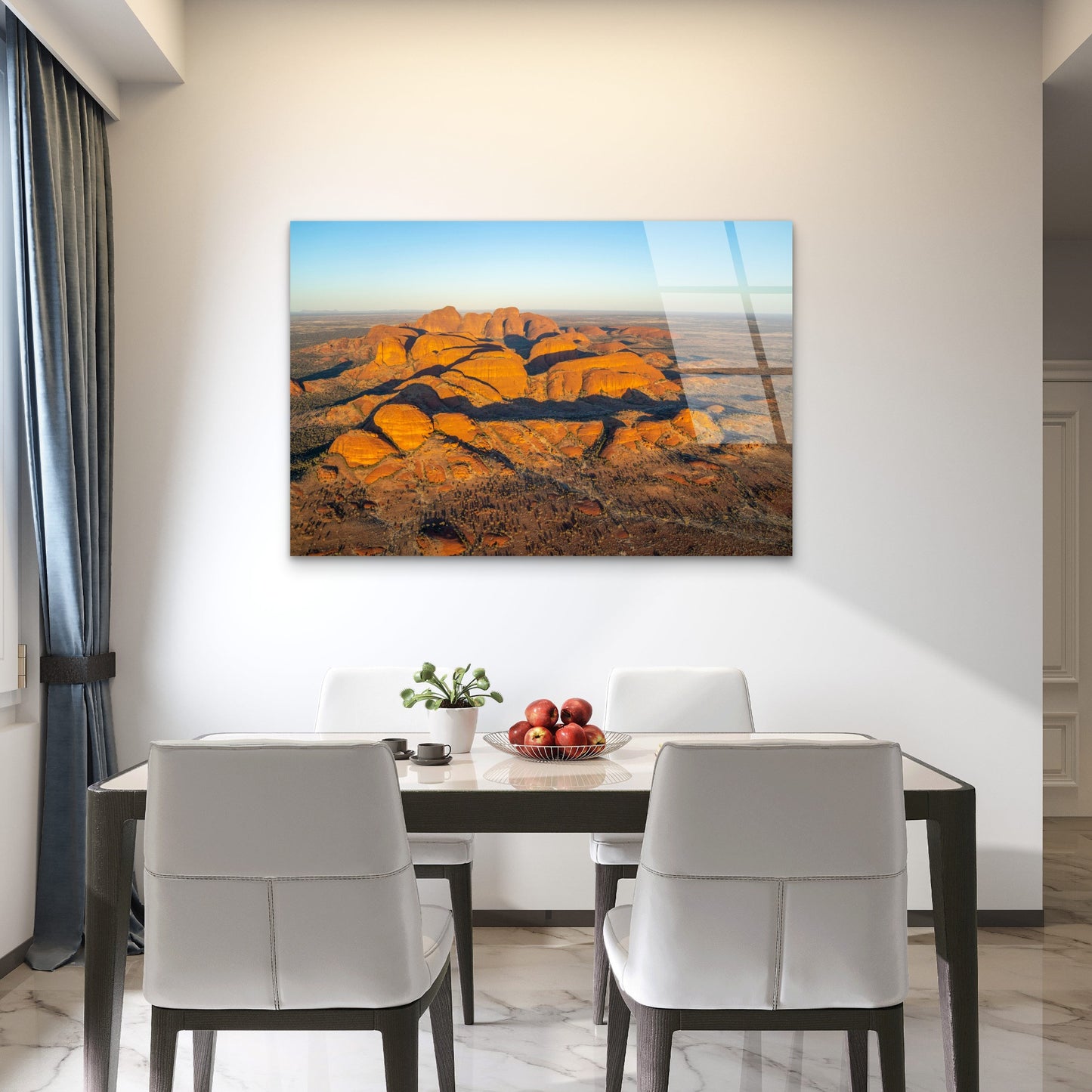 Aerial Sunrise View Of Kata Tjuta Rock Domes Desert Landscape Northern Territory Australia Acrylic Glass Printing Wall Art Australian Made