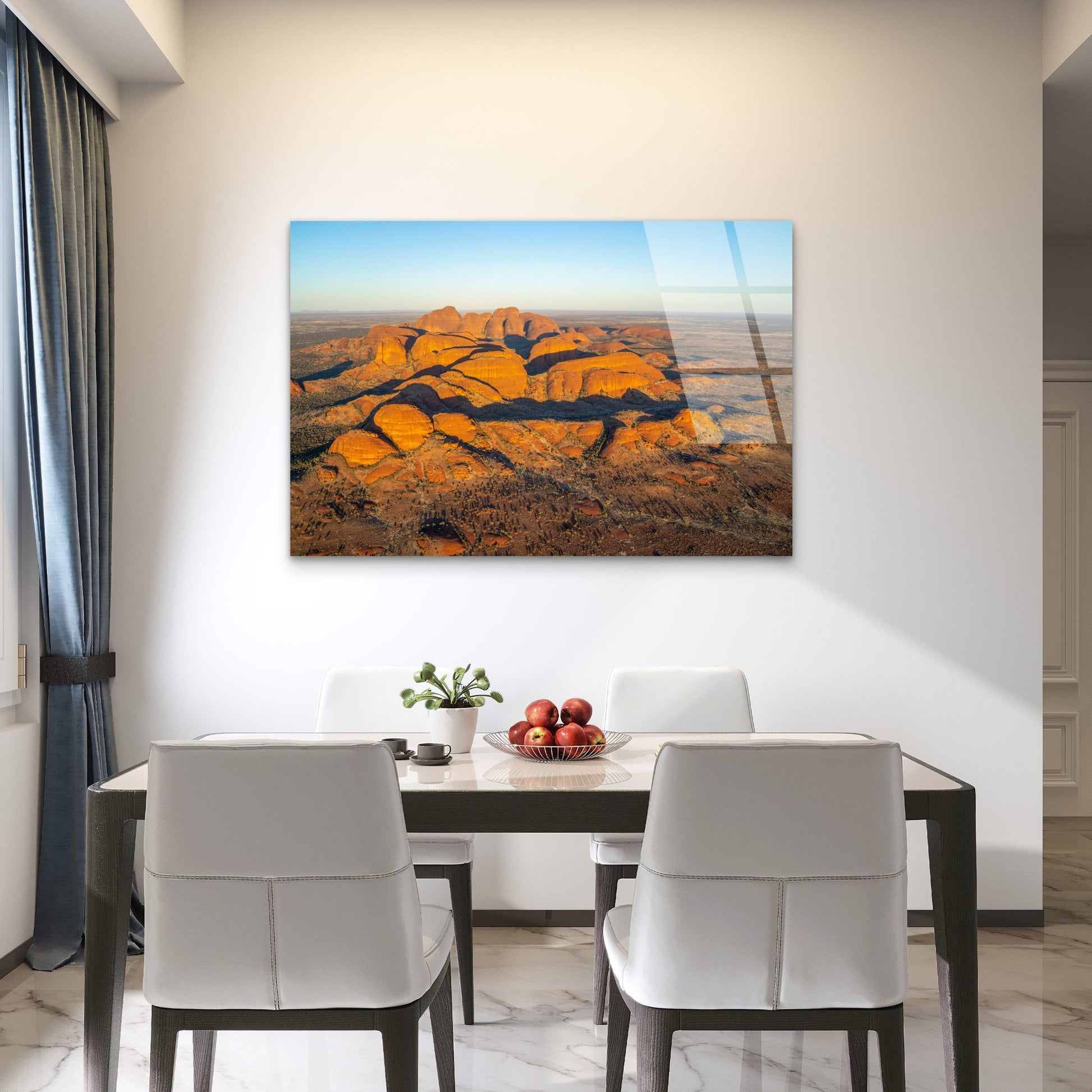 Aerial Sunrise View Of Kata Tjuta Rock Domes Desert Landscape Northern Territory Australia Acrylic Glass Printing Wall Art Australian Made