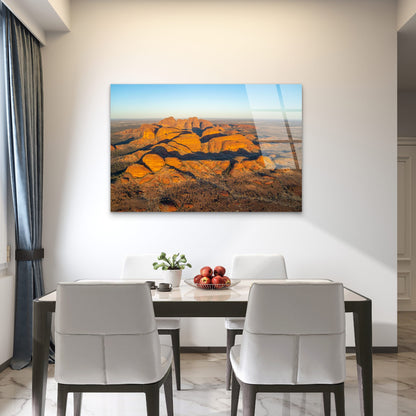 Aerial Sunrise View Of Kata Tjuta Rock Domes Desert Landscape Northern Territory Australia Acrylic Glass Printing Wall Art Australian Made