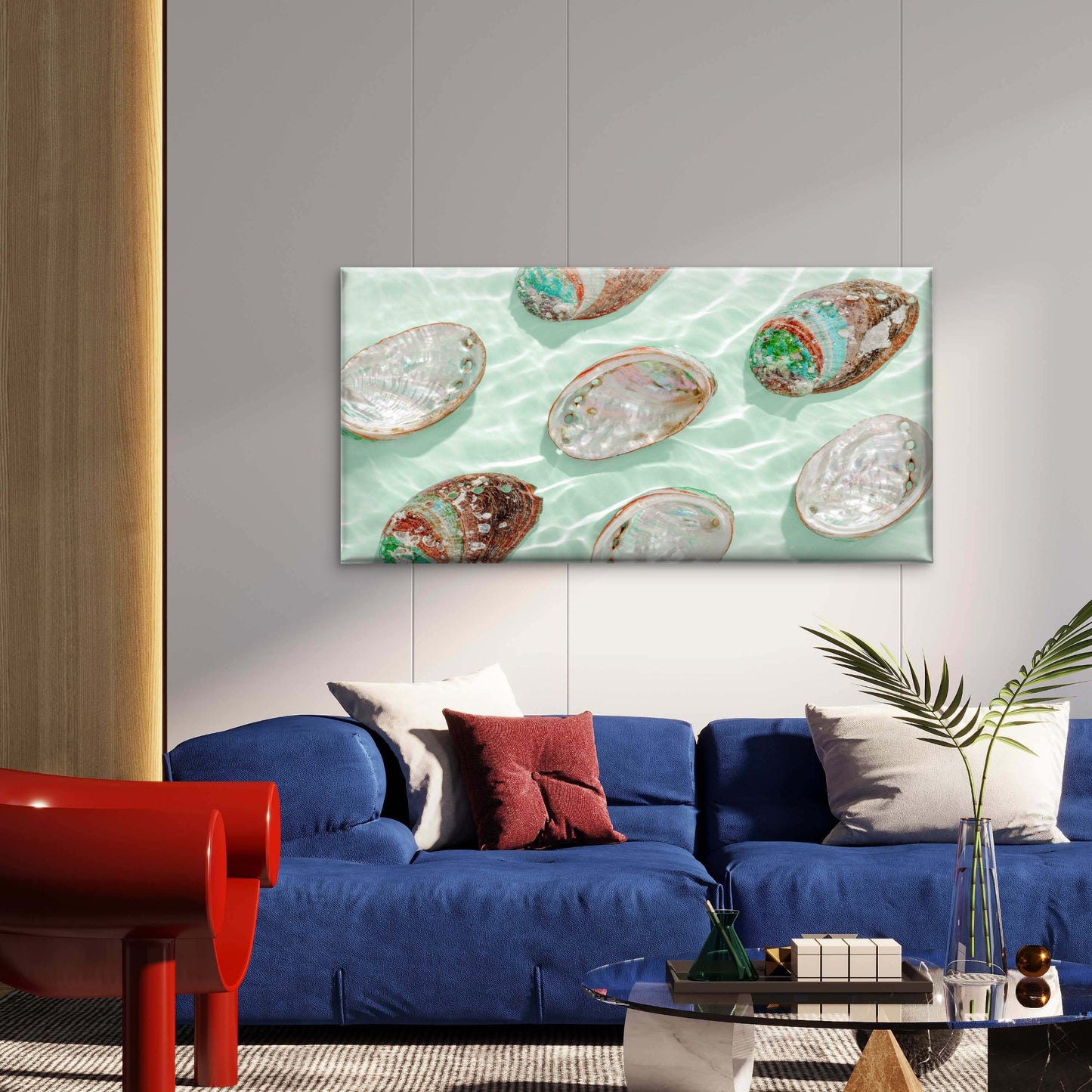 Marine Treasures Shimmering Wall Art Canvas Office Home Room Framed 120x60cm