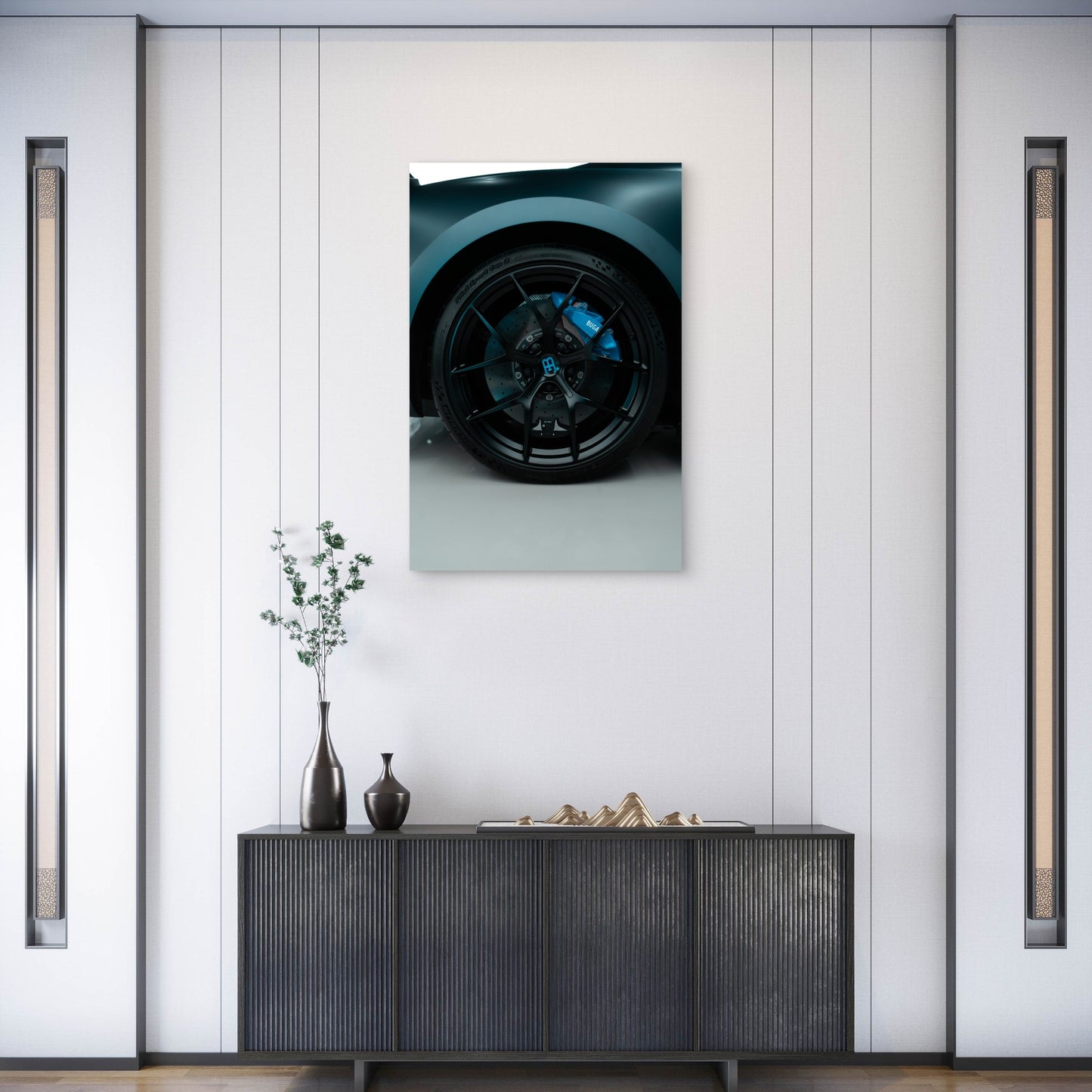Wheel Of A Bugatti Chiron Sport 60x90cm Metal Print Ready to Hang