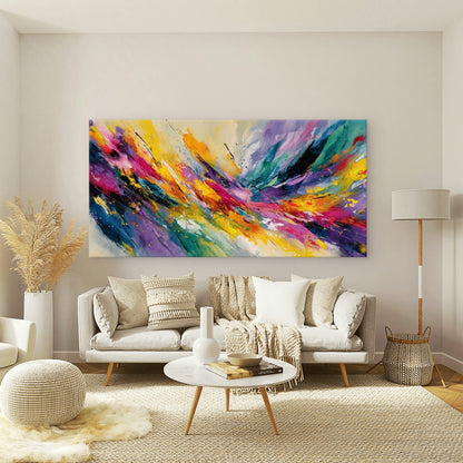 Multicolor Splashy Painting Wall Art Canvas Office Home Room Framed 120x60cm