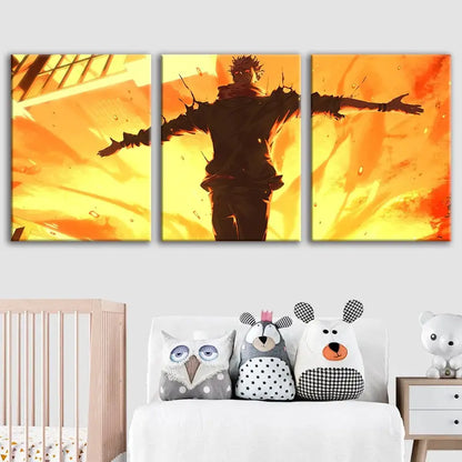 3pcs Explosive Anime Comic Landscape Wall Art Set Canvas Framed 40x60cm - High Quality Print 100% Australian Made Wall Canvas Ready to Hang