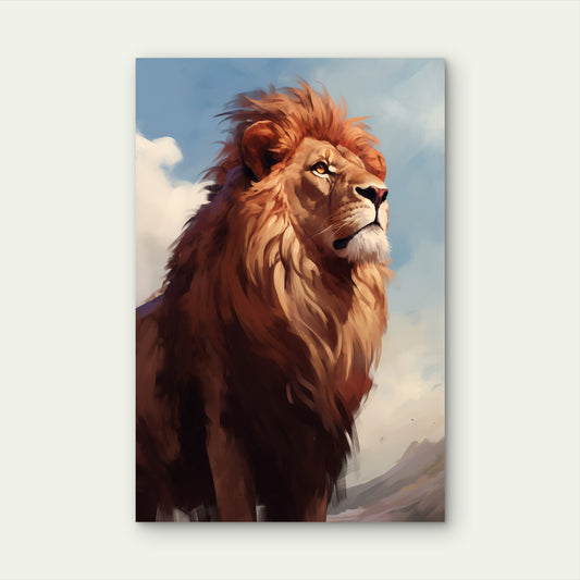 Majestic Lion Portrait King Wildlife Animal 40x60cm Metal Print Ready to Hang