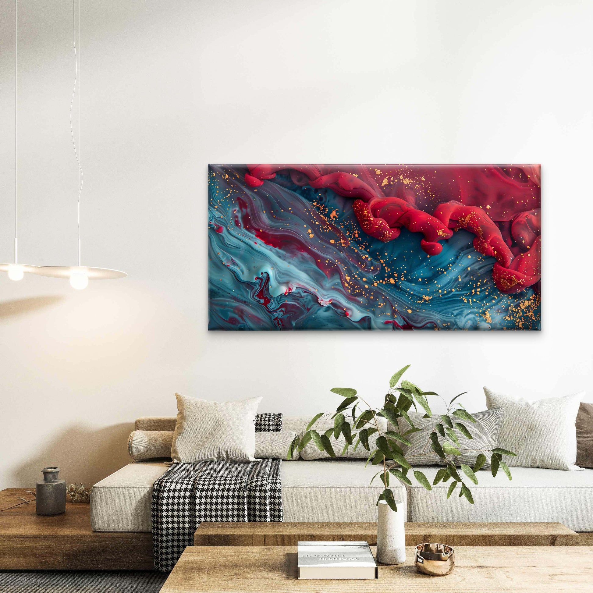 Abstract View of Colour Mixing Wall Art Canvas Office Home Room Framed 120x60cm - Bella Home Decor
