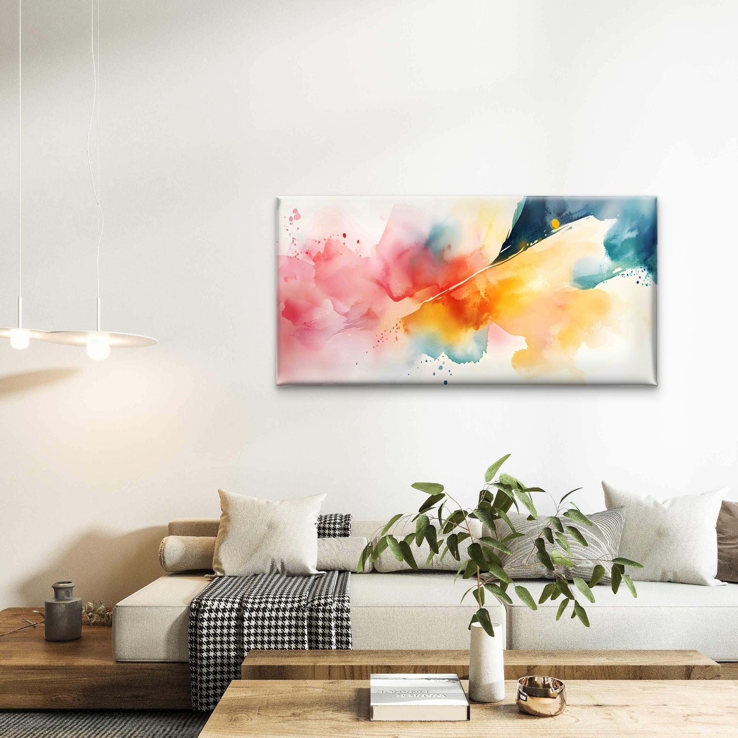 Abstract Watercolor Fusion Back Wall Art Canvas Office Home Room Framed 120x60cm - Bella Home Decor