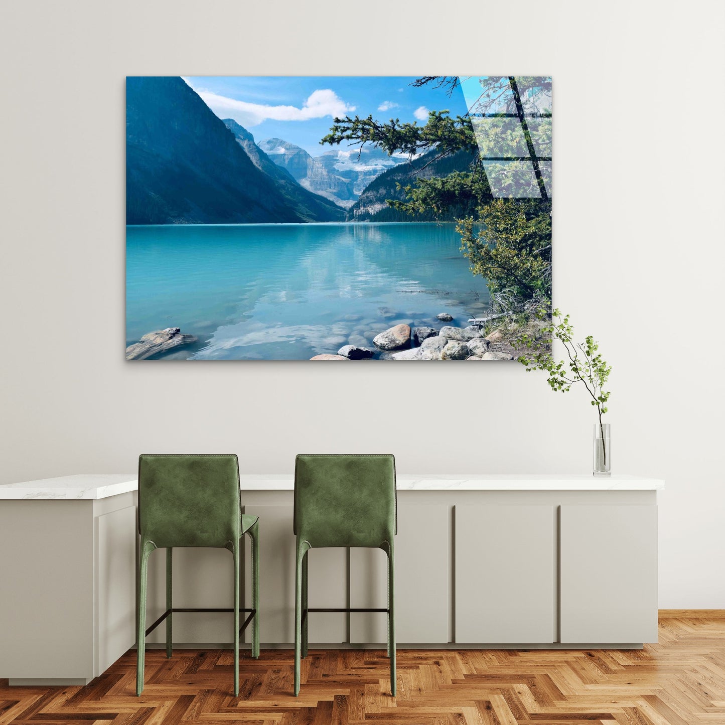 Glacial Water Landscape Tempered Glass Printing Wall Art Australian Made Quality