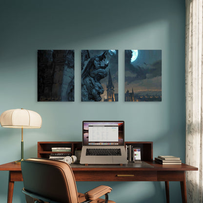 3pcs Gothic Vigilante Gargoyle Art Metal Print Ready to Hang Art