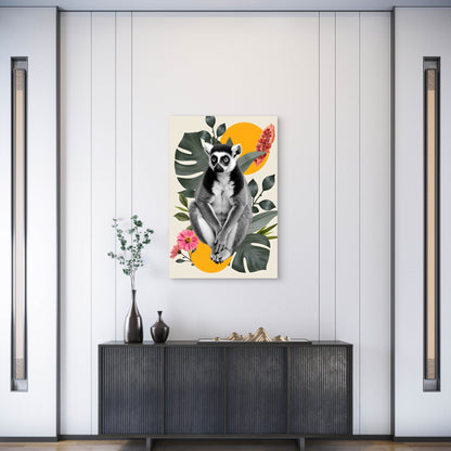 Lemur with Striking Eyes in an Artistic Background Metal Print Ready to Hang
