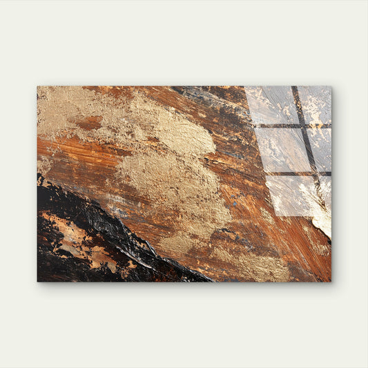 Brown Gold Abstract Metallic Glass Printing Wall Art Australian Made Quality