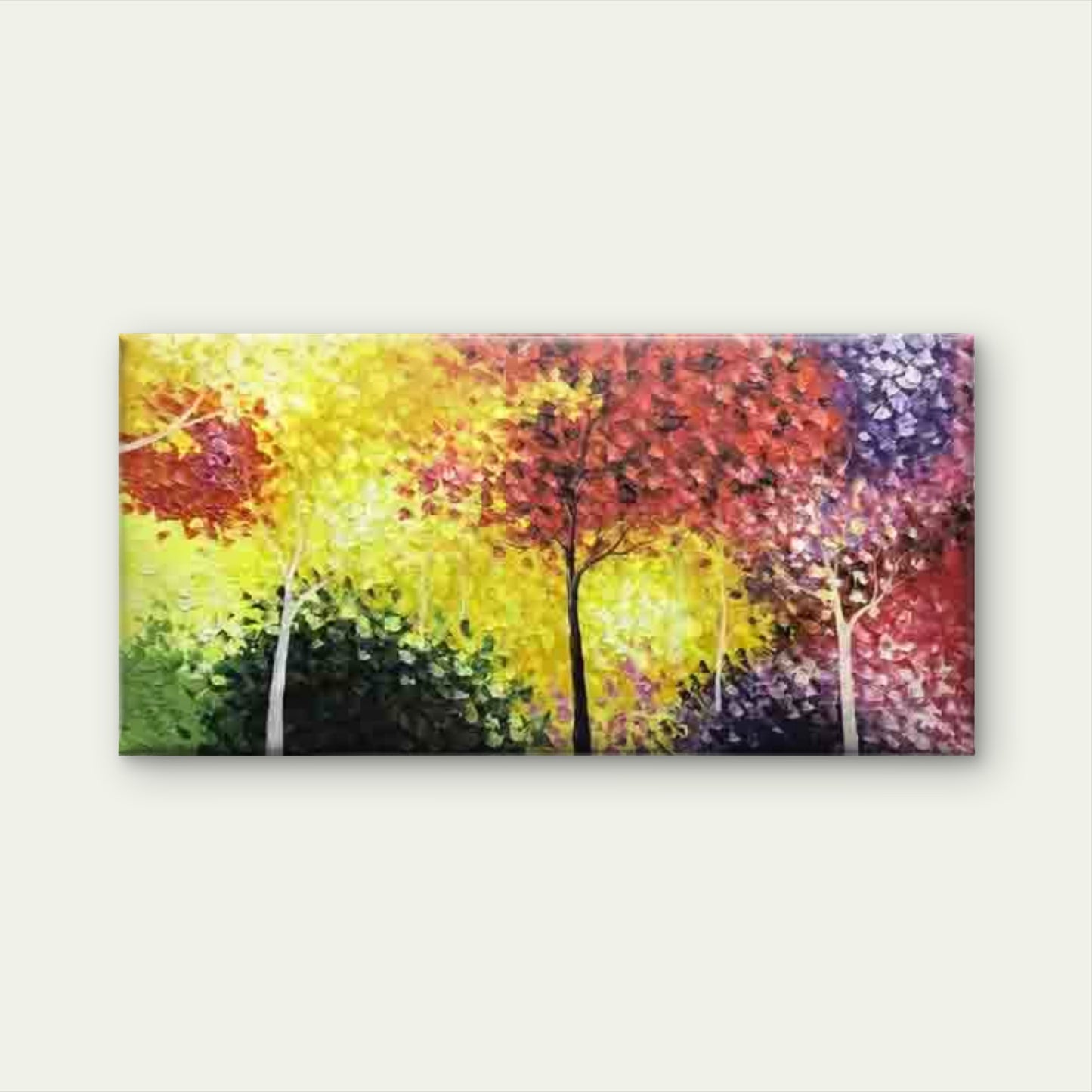 Autumn Trees Abstract Fall Wall Art Canvas Office Home Room Framed 120x60cm