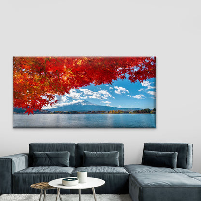 Mount Fuji Reflected in Lake Wall Art Canvas Office Home Room Framed 120x60cm