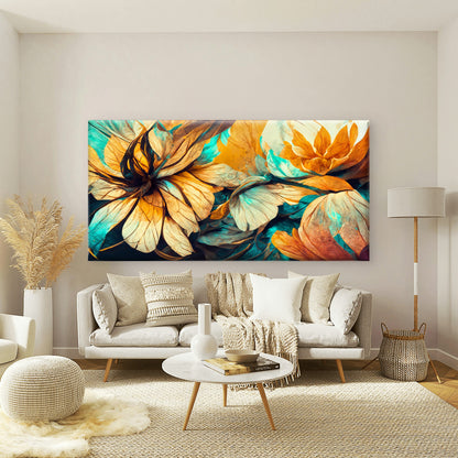 Abstract Flowers Floating Frame Wall Art Canvas Office Home Room Framed 120x60cm