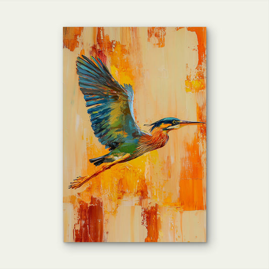 Abstract Colorful Crane Wildlife Palette Art 40x60cm Metal Print Ready to Hang
