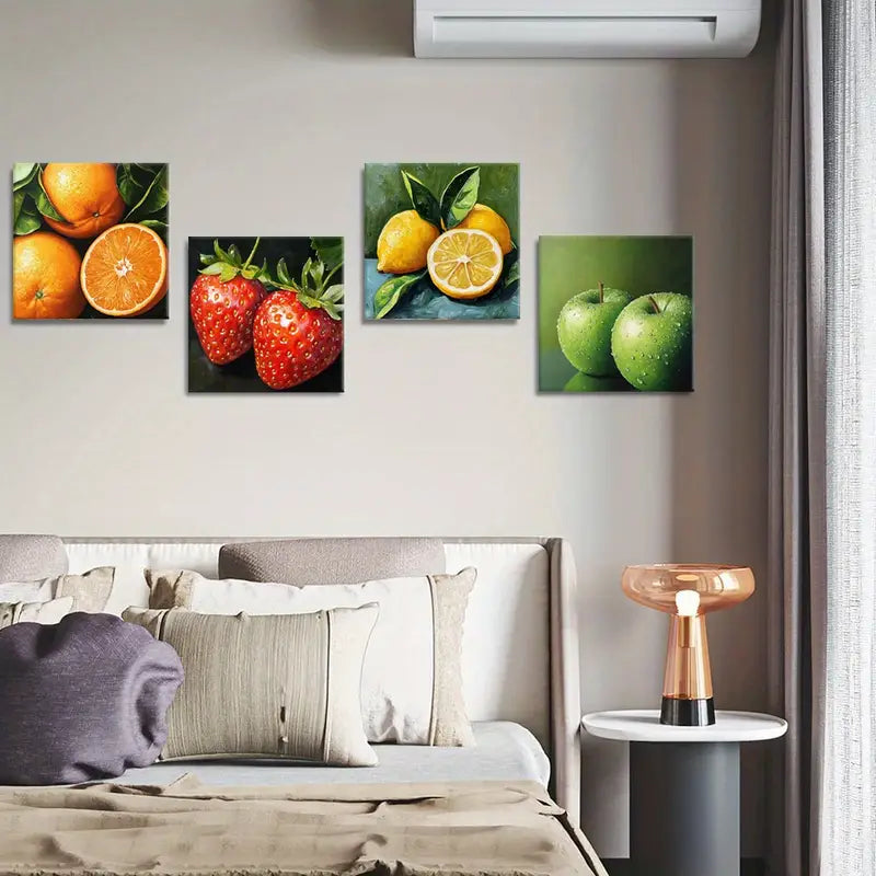 4pcs Fruit Realistic Floral  FR    Wall Art Canvas Framed