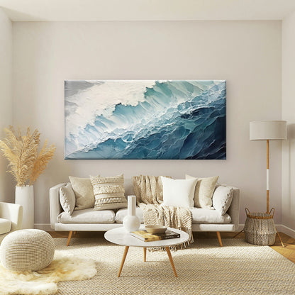 Abstract Ocean Waves Decor Wall Art Canvas Office Home Room Framed 120x60cm