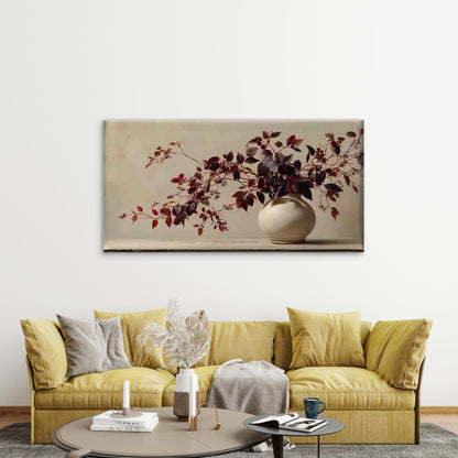 Autumnal Branches in White Vase Wall Art Canvas Office Home Room Framed 120x60cm - Bella Home Decor