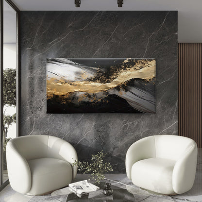 Abstract Golden River Flowing Wall Art Canvas Office Home Room Framed 120x60cm