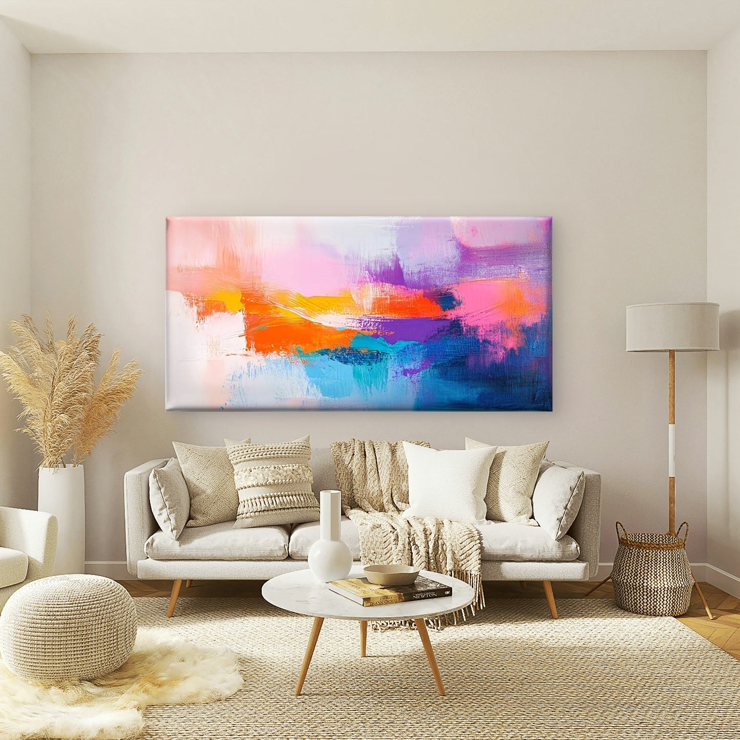 Abstract Texture Vivid Tones Wall Art Canvas Office Home Room Framed 120x60cm - Bella Home Decor