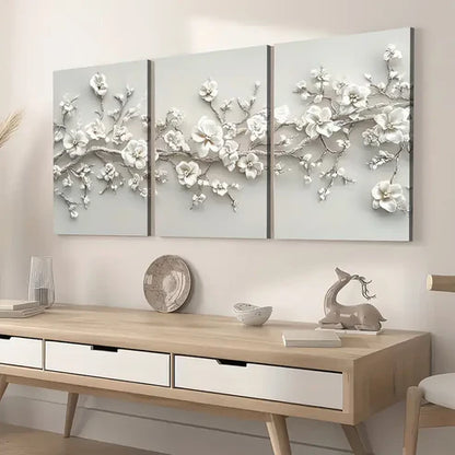 3pcs Modern Abstract Flower Art Wall Art Set Canvas Unframed - High Quality Print 100% Australian Made Wall Canvas