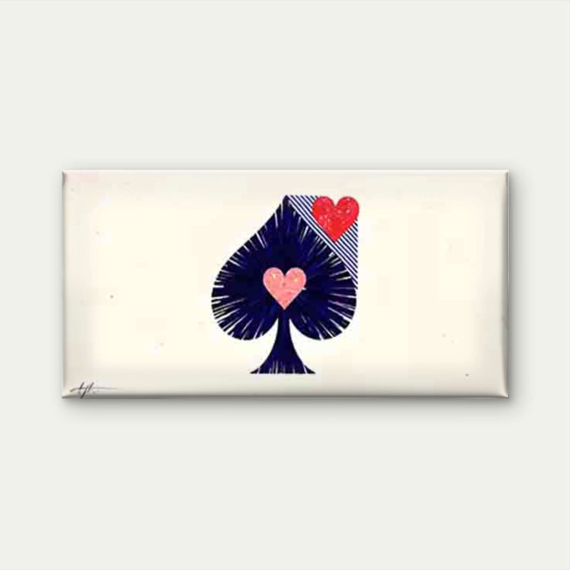 Spade-Shaped Red and Pink Heart Wall Art Canvas Office Home Room Framed 120x60cm - Bella Home Decor