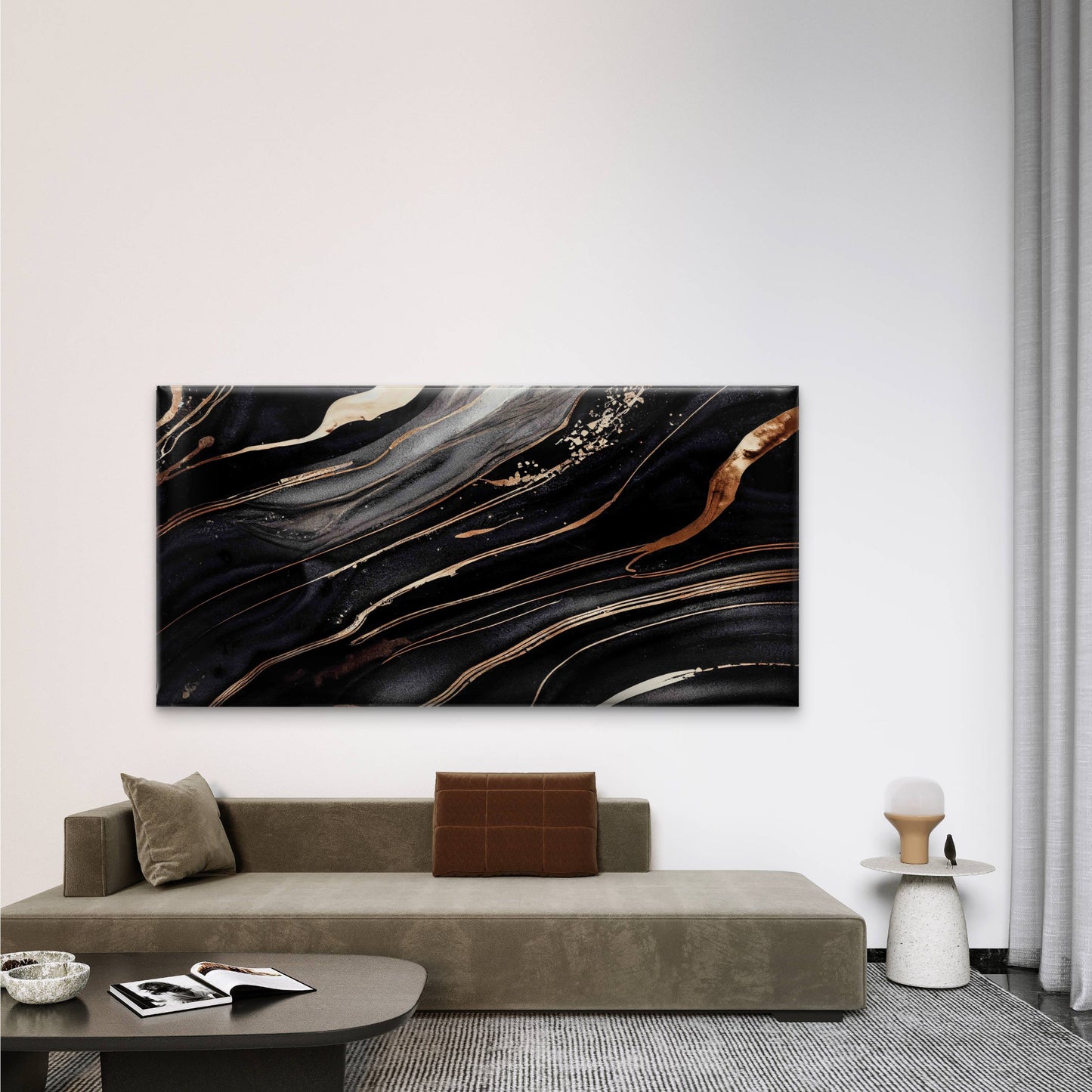 Abstract Marble Pattern Gold Wall Art Canvas Office Home Room Framed 120x60cm