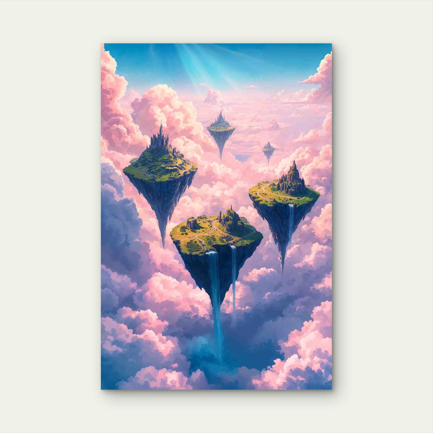 Floating Island with Ancient Ruins Metal Print Ready to Hang