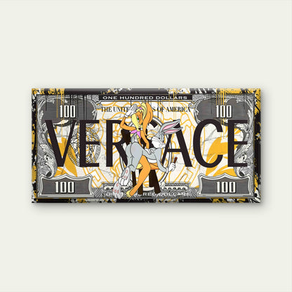 Luxury Brand Rabbit Money Print Wall Art Canvas Office Home Room Framed 120x60cm