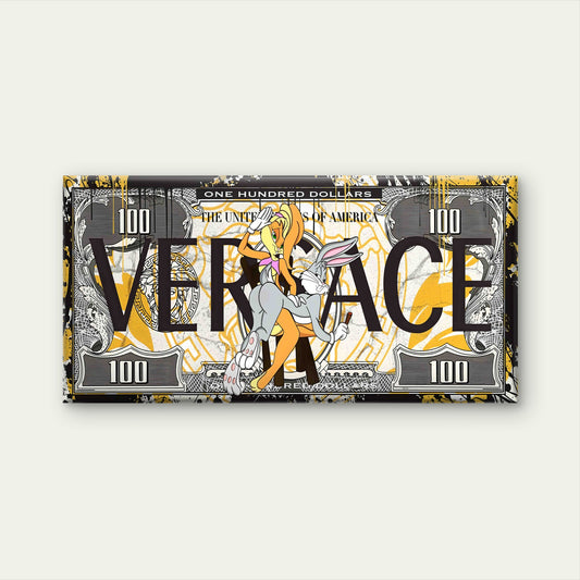 Luxury Brand Rabbit Money Print Wall Art Canvas Office Home Room Framed 120x60cm