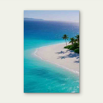 Sea White Sand Palm Reflections, Metal Print Ready to Hang