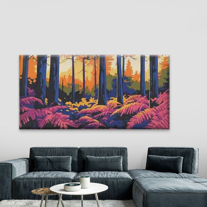 Forest Scene Towering Trees Wall Art Canvas Office Home Room Framed 120x60cm