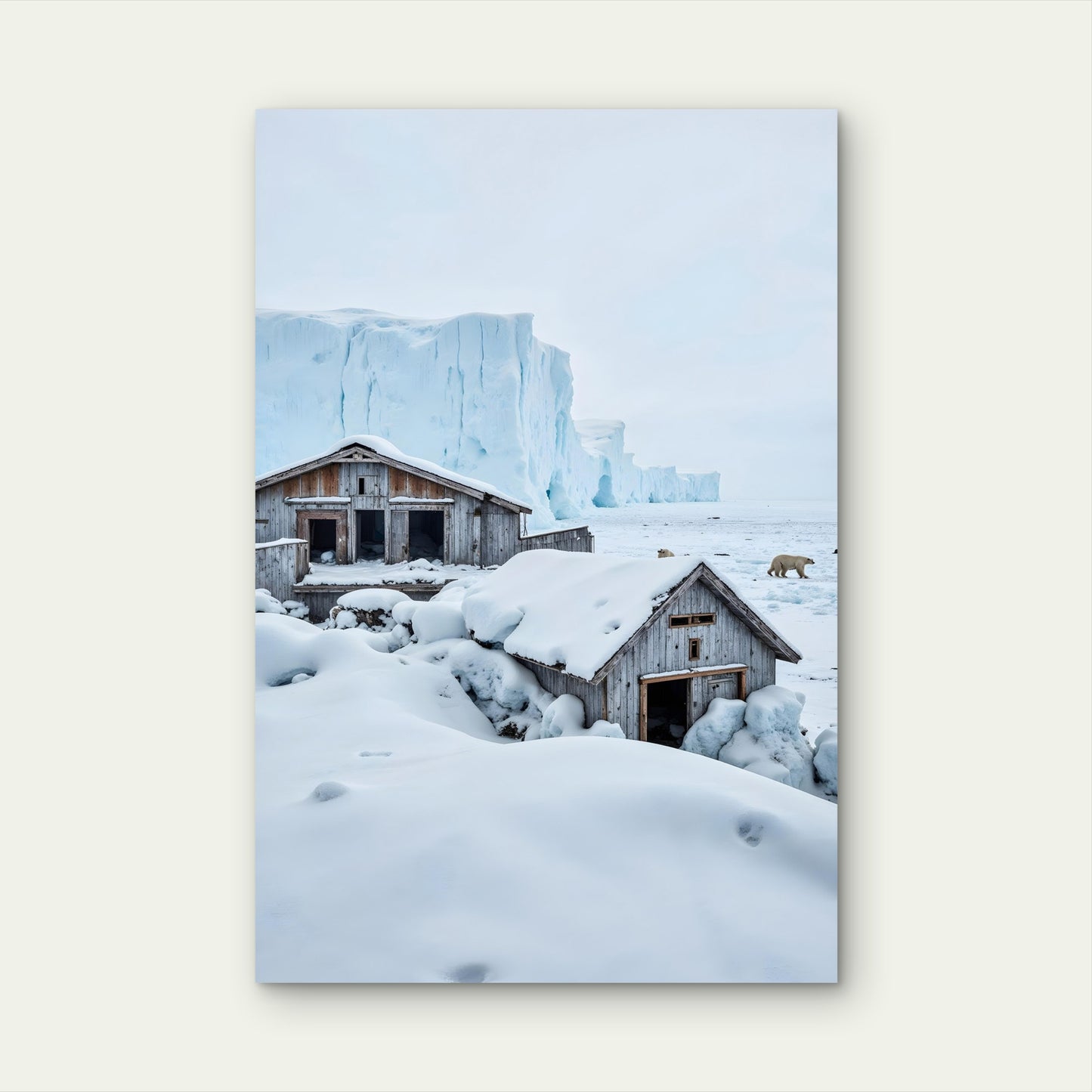 Greenland Polar Bear Arctic Cabin Shack 40x60cm Metal Print Ready to Hang