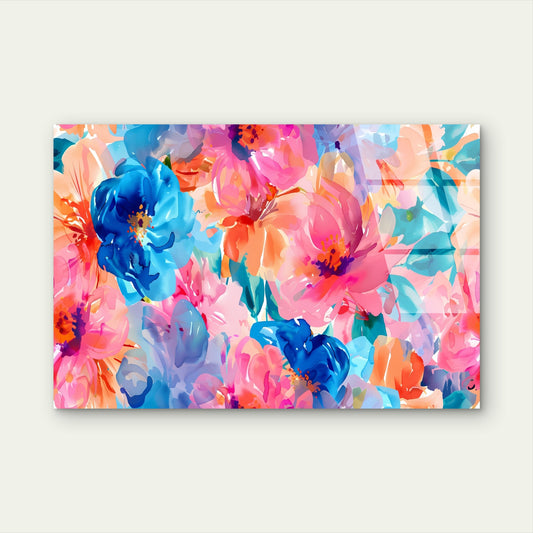 Abstract Pastel Peony Blossom Flora Acrylic Glass Printing Wall Art Australian Made Quality