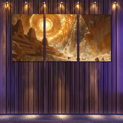 3pcs Ancient Cityscape with Dramatic Sky Wall Art Set Canvas Framed 40x60cm - High Quality Print 100% Australian Made Wall Canvas Ready to Hang - Bella Home Decor