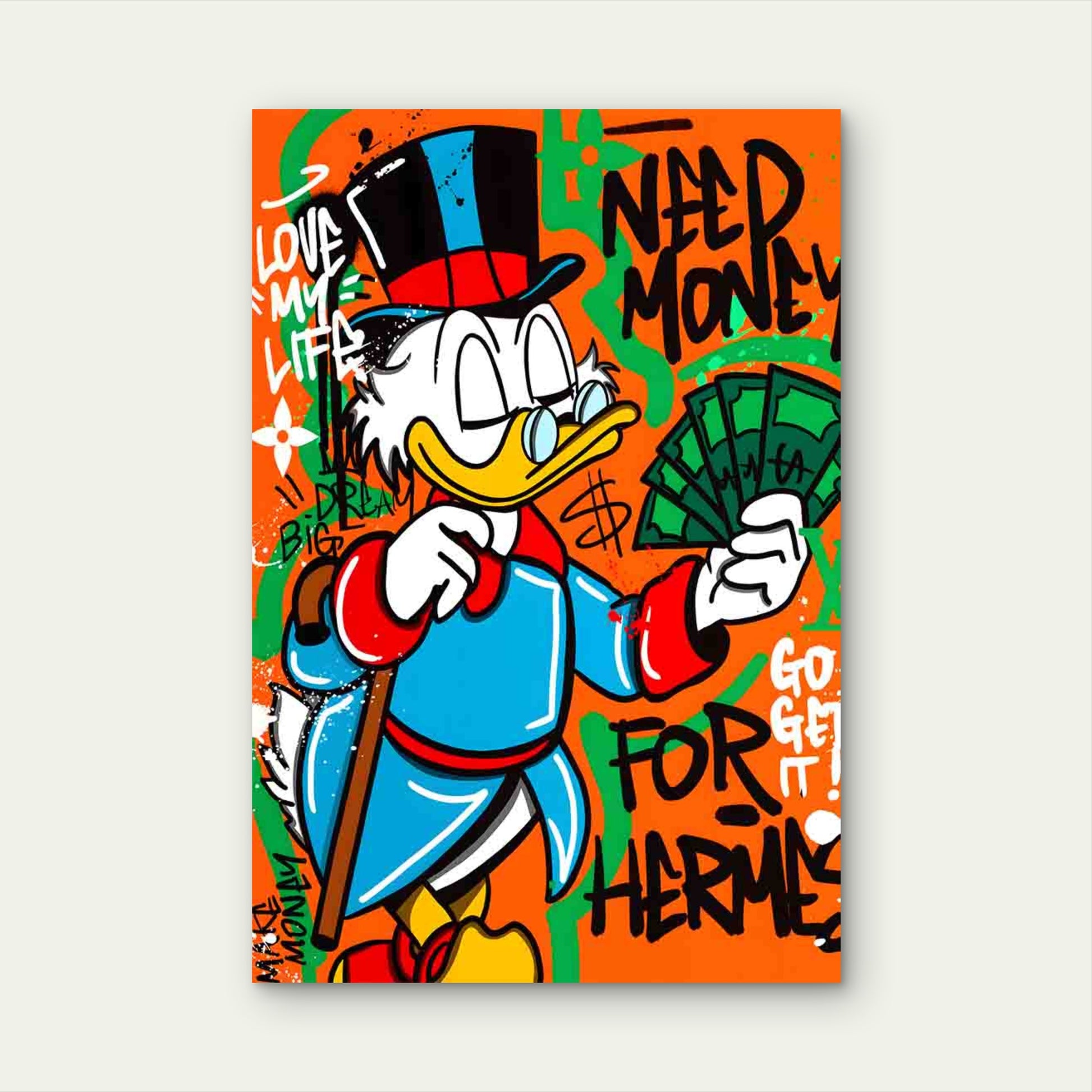 Top Hat Legendary Duck Graffiti Art 40x60cm Metal Print Ready to Hang - Bella Home Decor