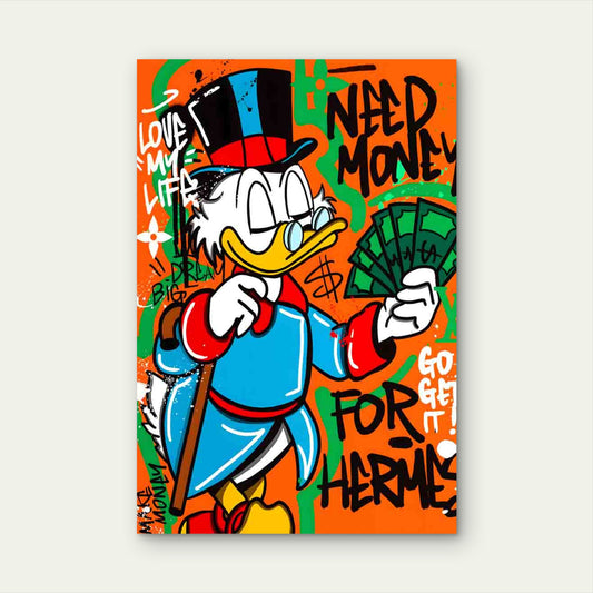 Top Hat Legendary Duck Graffiti Art 40x60cm Metal Print Ready to Hang