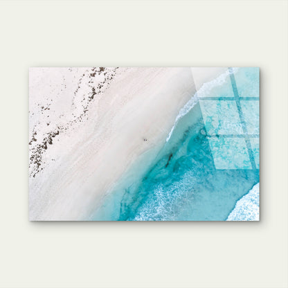 Aerial Beach Drone Turquoise Ocean Waves   Acrylic Glass Printing Wall Art Australian Made Quality
