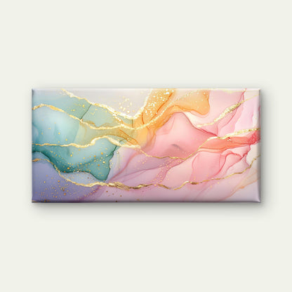 Soft Pastel Golden Flow Wall Art Canvas Office Home Room Framed 120x60cm - Bella Home Decor