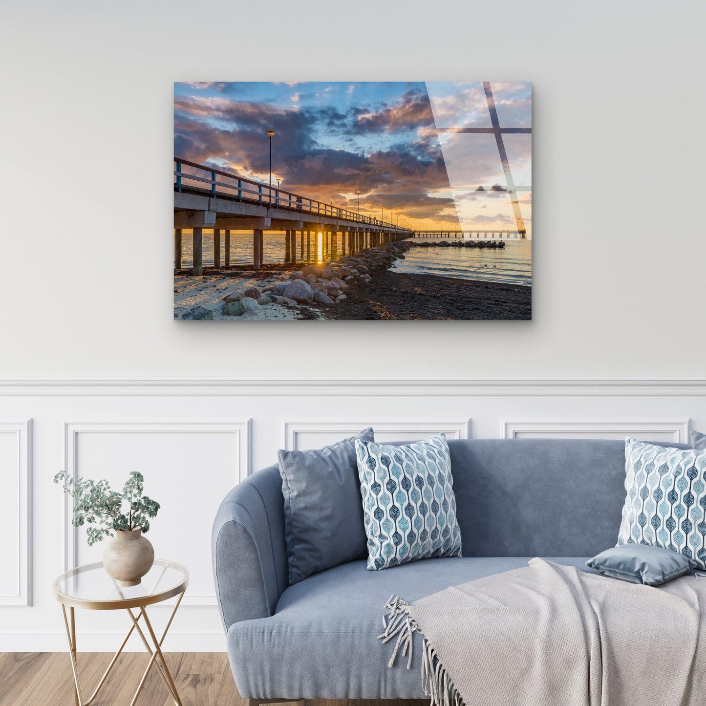 Palanga Pier Baltic Sea Sunset Coastal Acrylic Glass Printing Wall Art Australian Made Quality