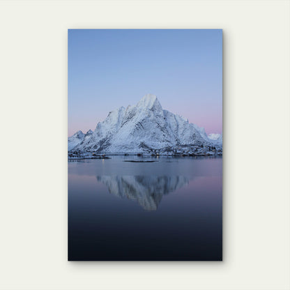 Lofoten Reinebringen Winter Reflection 40x60cm Metal Print Ready to Hang